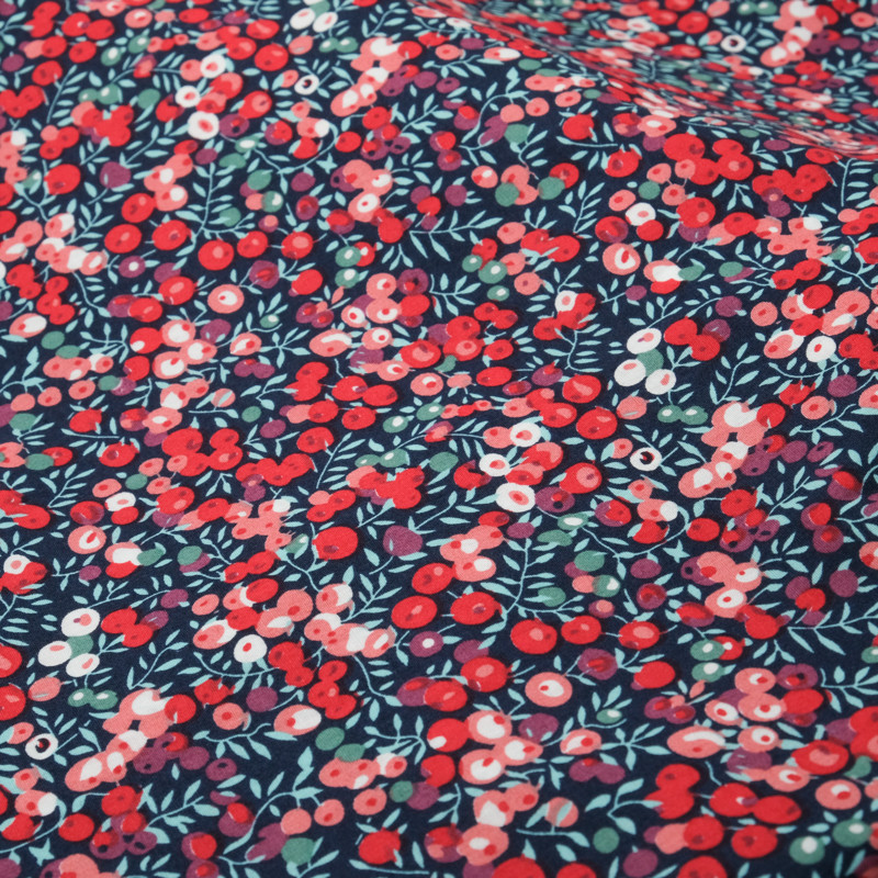 Tissu Coton Fleuri Rouge - Maison Klem